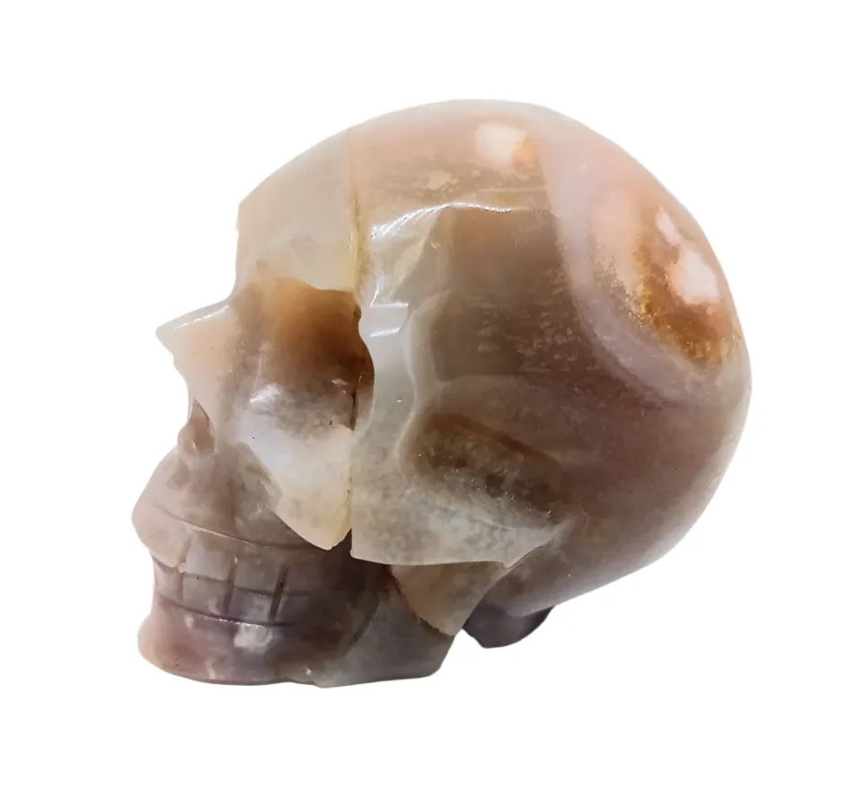 326g Flower Agate Crystal Skull