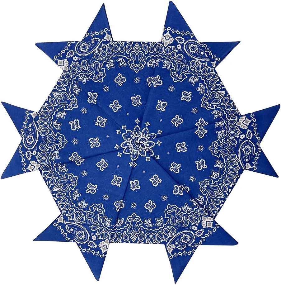 6 Pack 12 Pack Bandanas 2 Sides Printed 22inch Unisex Cowboy Kerchiefs