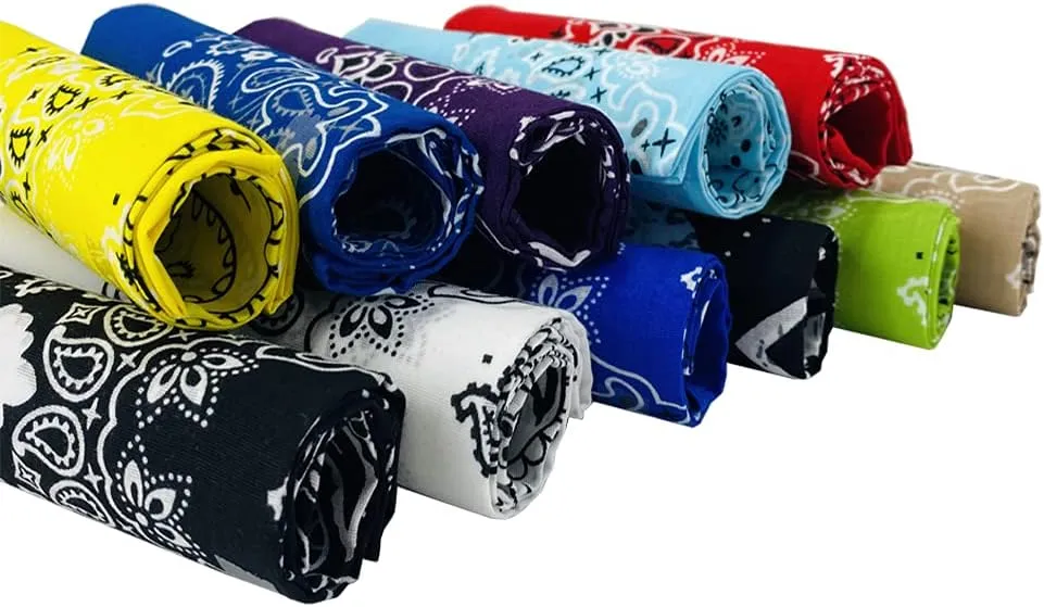 6 Pack 12 Pack Bandanas 2 Sides Printed 22inch Unisex Cowboy Kerchiefs