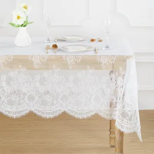 B-COOL White Lace Tablecloth Rectangle 60x120 Inches Long Embroidered Vintage Table Cloths Wedding Decorations for Rustic Parties Reception Home Outdoor Thanksgiving Table Decor