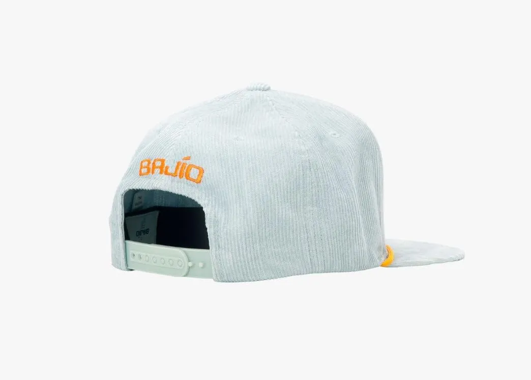 Bajo Flat Brim Fishing Hat  Marine Art Snapback Trucker Cap with Embroidered Ocean Design, Breathable and Coastal-Ready