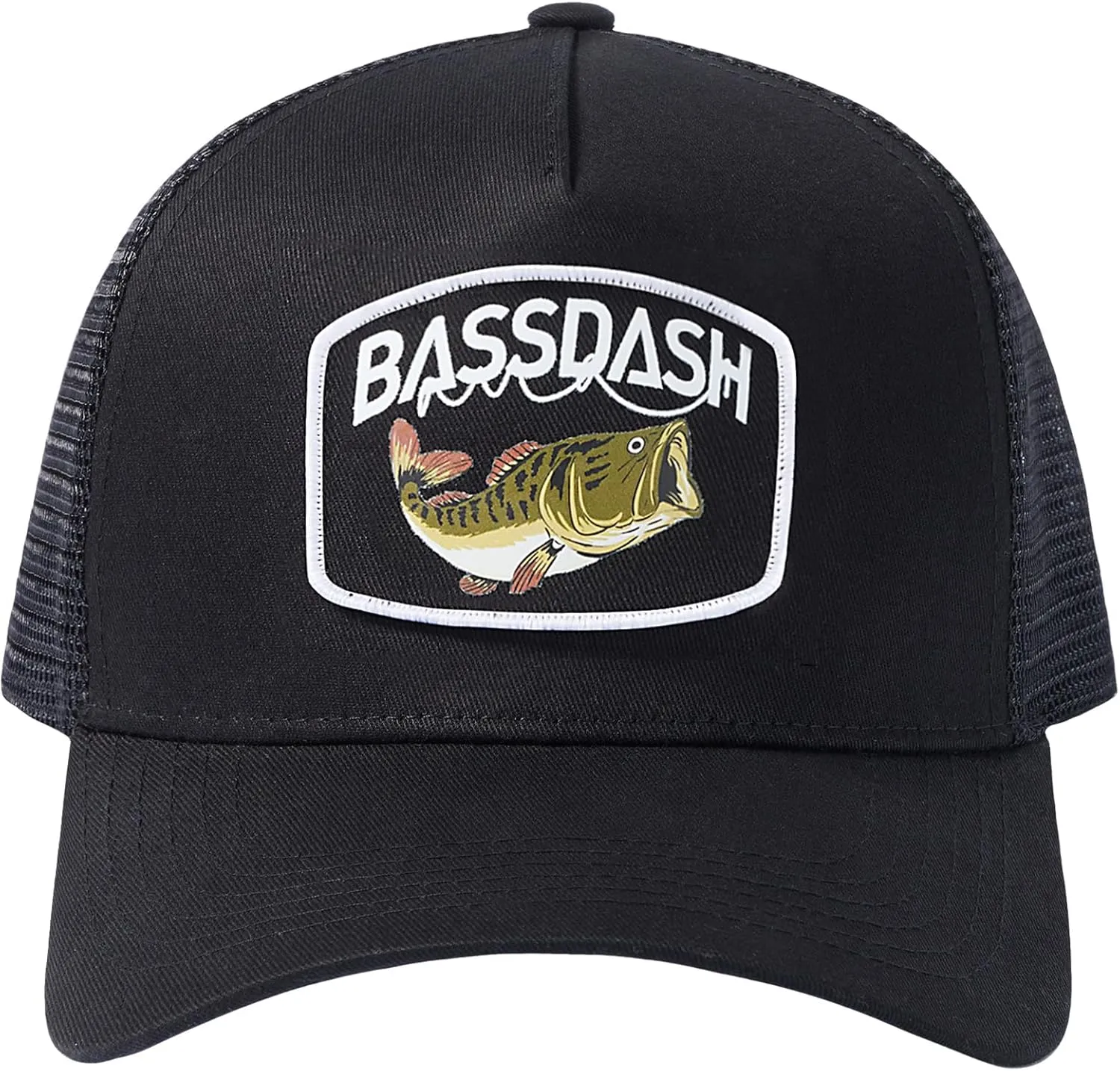 BASSDASH Trucker Hat Embroidered Patch Adjustable Baseball Cap Mesh Back Fishing Hat