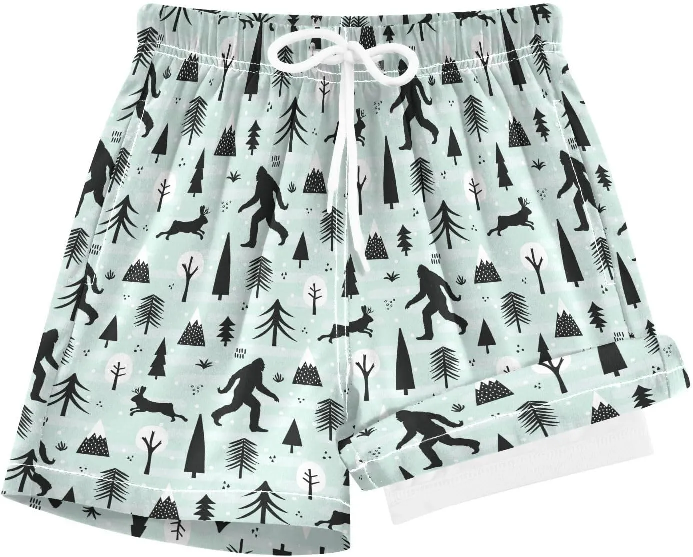 Boys Swim Trunks with Compression Liner Quick Dry Board Shorts with Boxer Brief Bathing Suit 4-14 Years