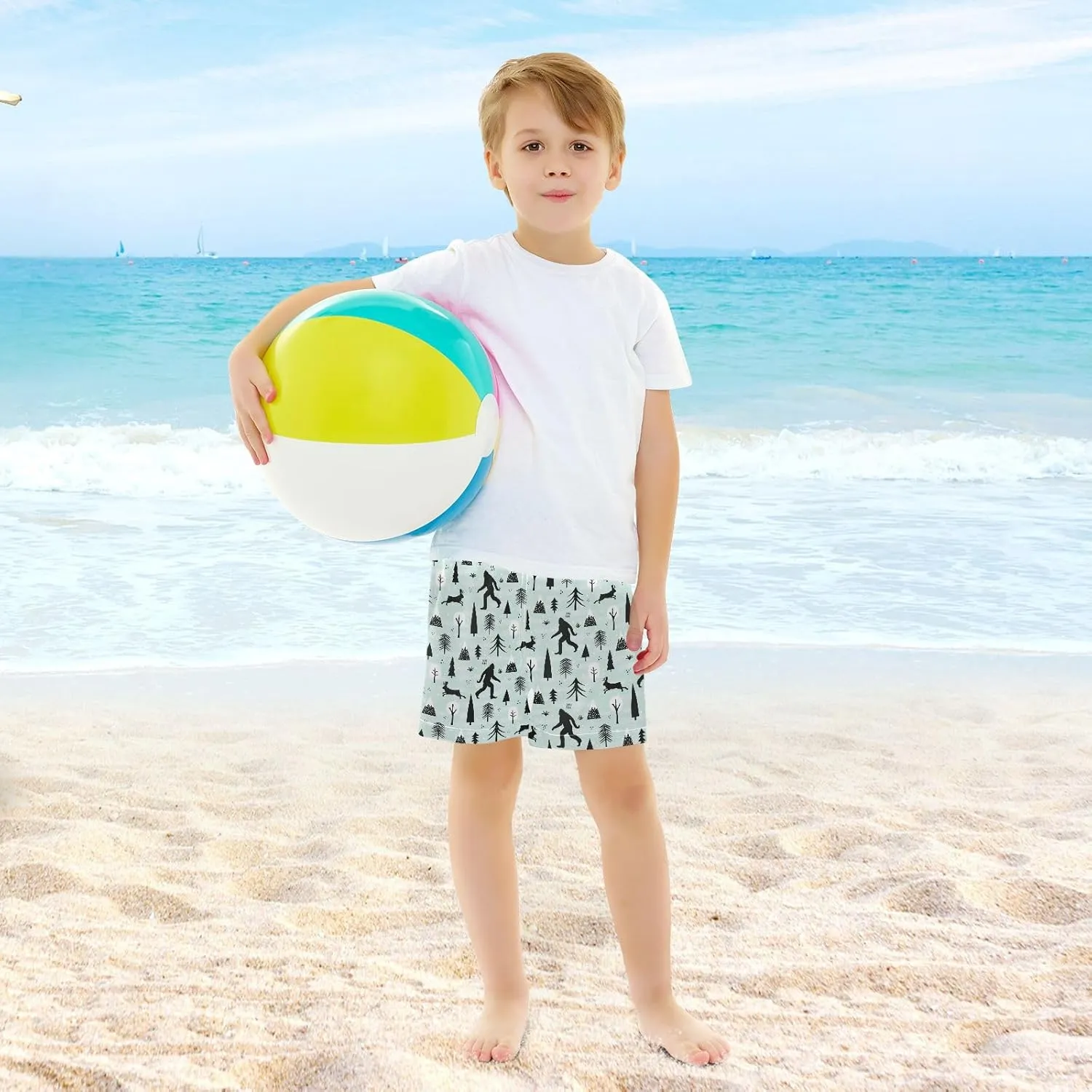 Boys Swim Trunks with Compression Liner Quick Dry Board Shorts with Boxer Brief Bathing Suit 4-14 Years