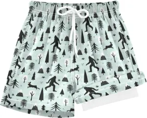 Boys Swim Trunks with Compression Liner Quick Dry Board Shorts with Boxer Brief Bathing Suit 4-14 Years
