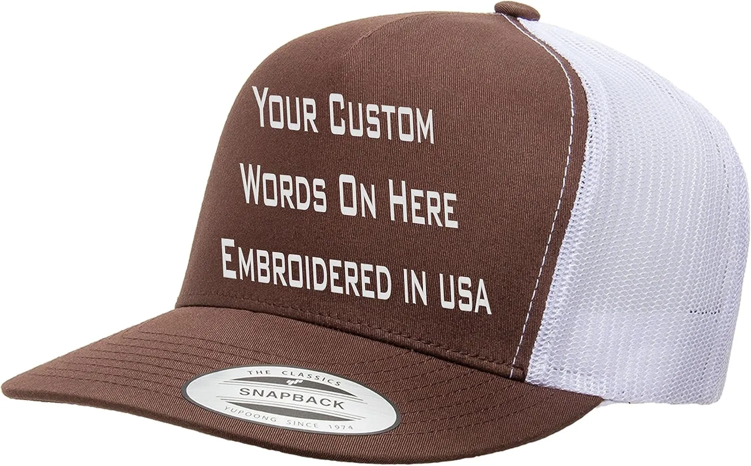 Custom Trucker Flatbill Hat YP 6006 Embroidered Your Text Snapback