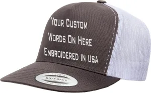 Custom Trucker Flatbill Hat YP 6006 Embroidered Your Text Snapback