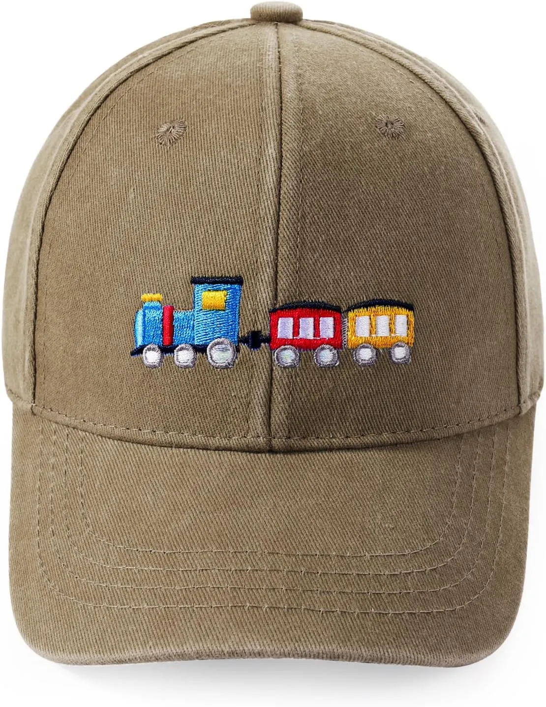 Cute Train Embroidered Kids Baseball Caps Toddler Washed Cotton Vintage Snapback Trucker Hat for Boys Girls 3-8 Years