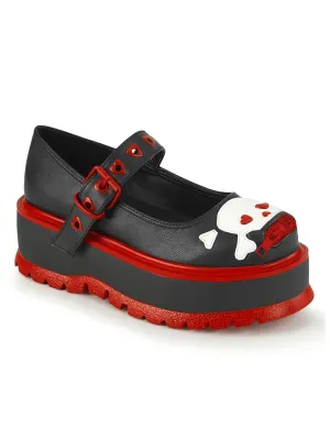 DEMONIA Bold Black and Red Mary Jane Platform Shoes