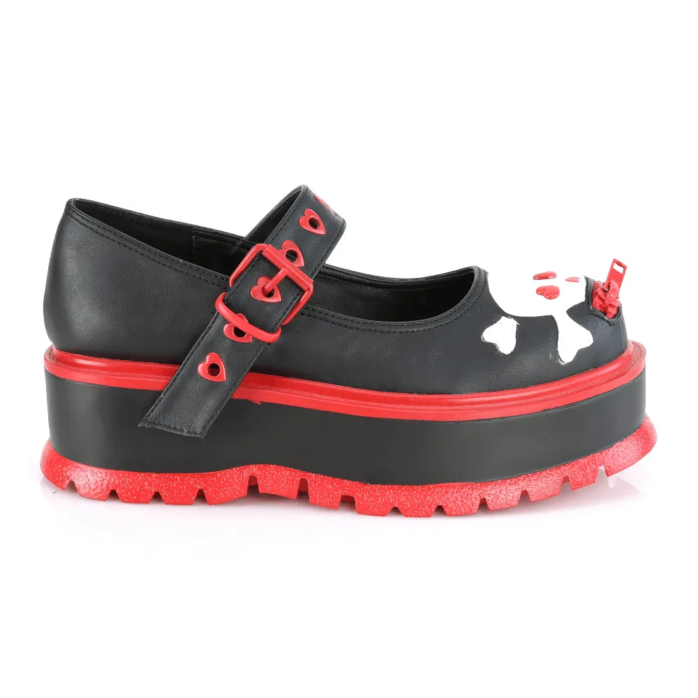 DEMONIA Bold Black and Red Mary Jane Platform Shoes