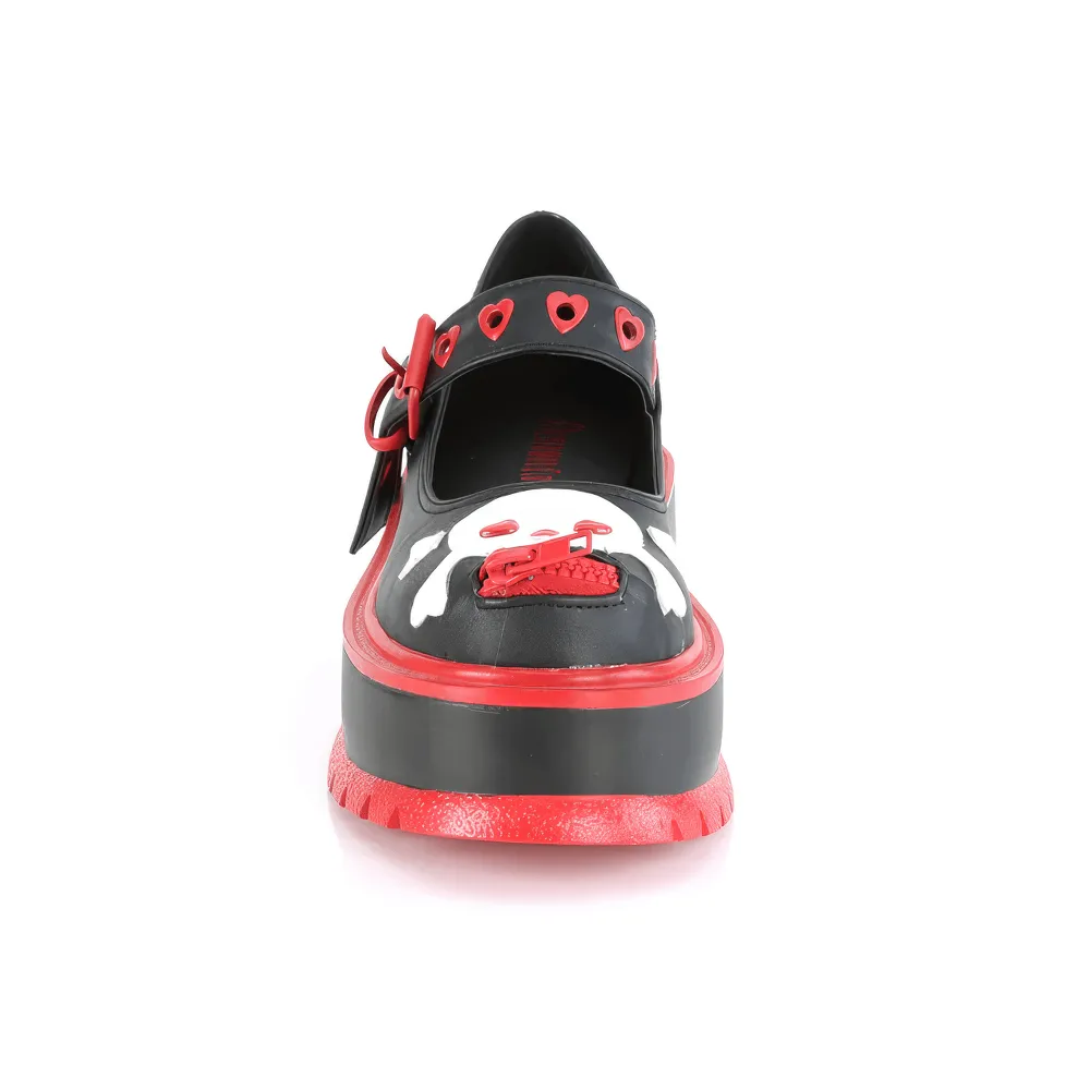 DEMONIA Bold Black and Red Mary Jane Platform Shoes