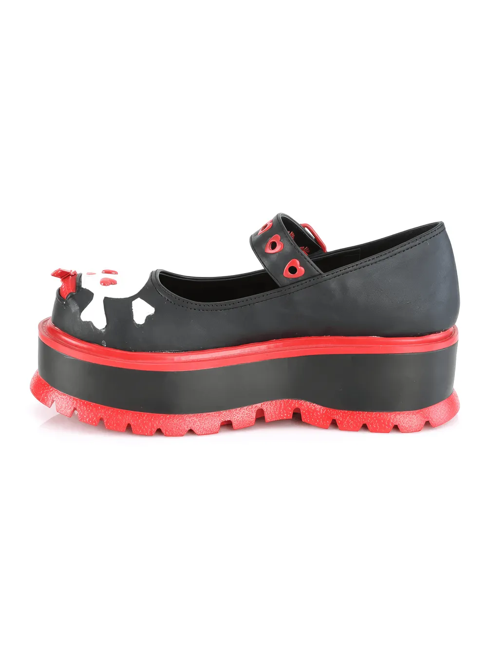 DEMONIA Bold Black and Red Mary Jane Platform Shoes