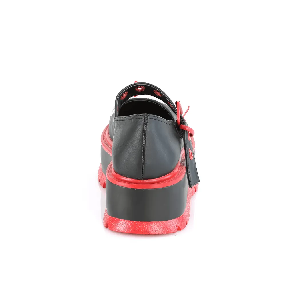 DEMONIA Bold Black and Red Mary Jane Platform Shoes