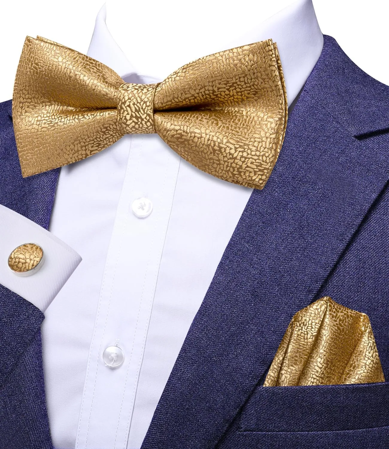 Dubulle Mens Paisley Striped Bowtie Set Pre-tied Bowtie for Men and Pocket Square Set Wedding Business