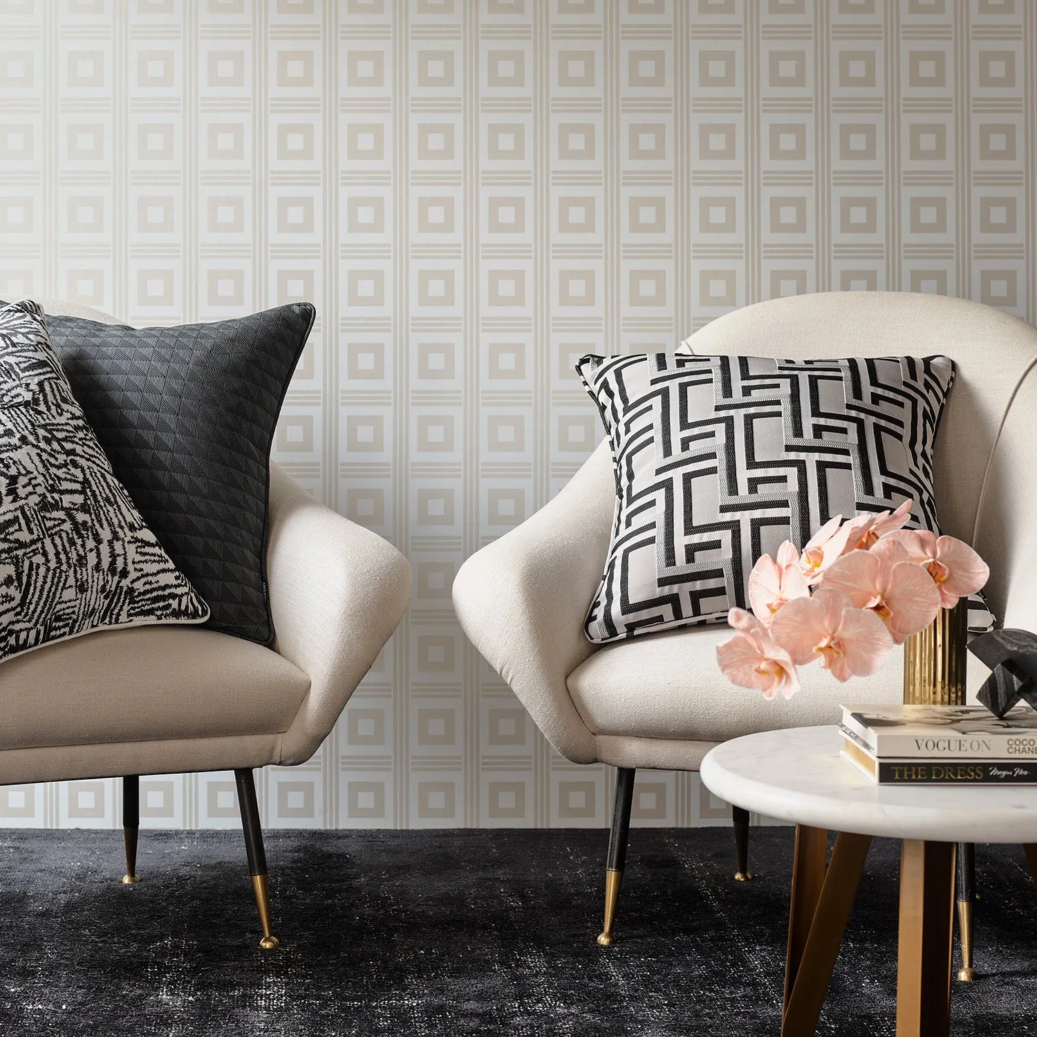 greg natale | forbes cushion | black   grey - DC