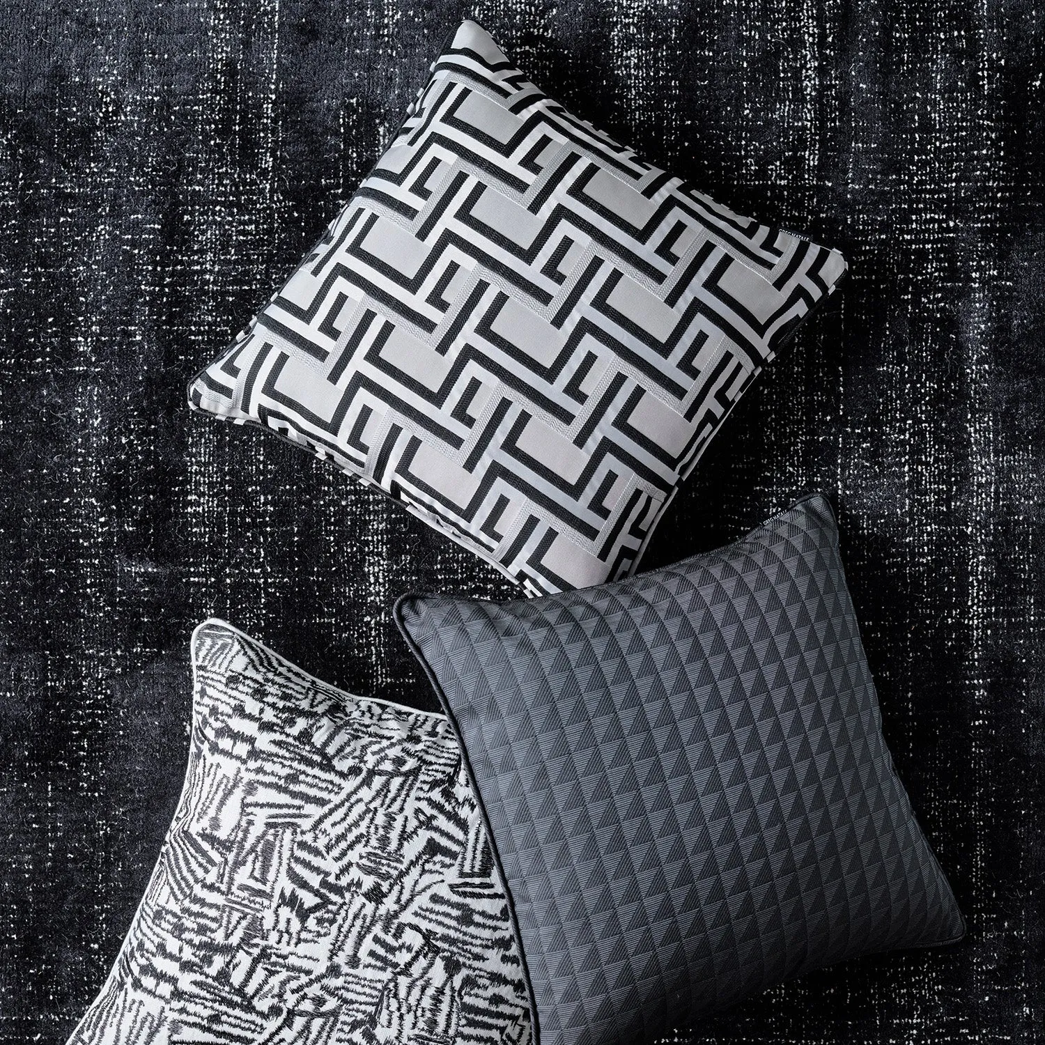 greg natale | forbes cushion | black   grey - DC