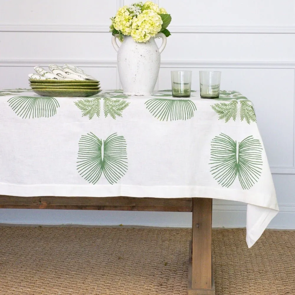 India Hicks Home Embroidered Twin Palms Soft Sage Tablecloth