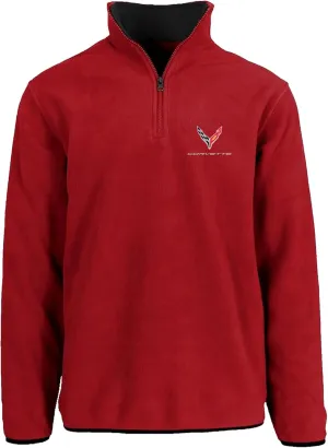 JH Design Mens Chevy Corvette C8 Quarter Zip Fleece Sweatshirt 2 Colors