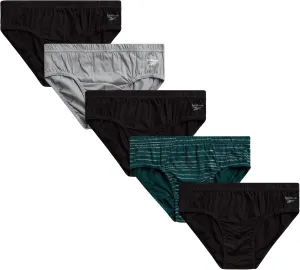 Reebok Low Rise Mens Underwear Briefs - 5 Pack Performance Briefs Cotton Underwear For Men with Contour Pouch (Sizes: S-XL)