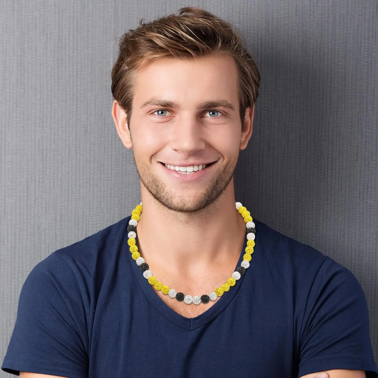RWQIAN Baseball Beaded Necklace for Men Boys, Bling Drip Chains Inspired Accessory With Diamond Rhinestone Discoball, Jewelry Making Gift for Baseball Team Athletes