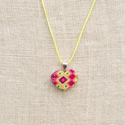 San Andres Heart Textile Necklace.