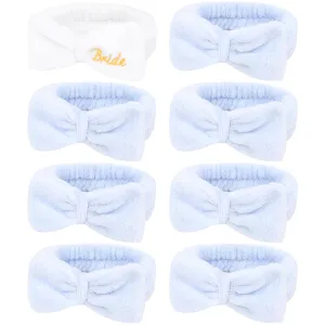 Semato Bachelorette Party Favor Set - Bride & Bridesmaid Spa Headbands (1 Bride   7 Blue)