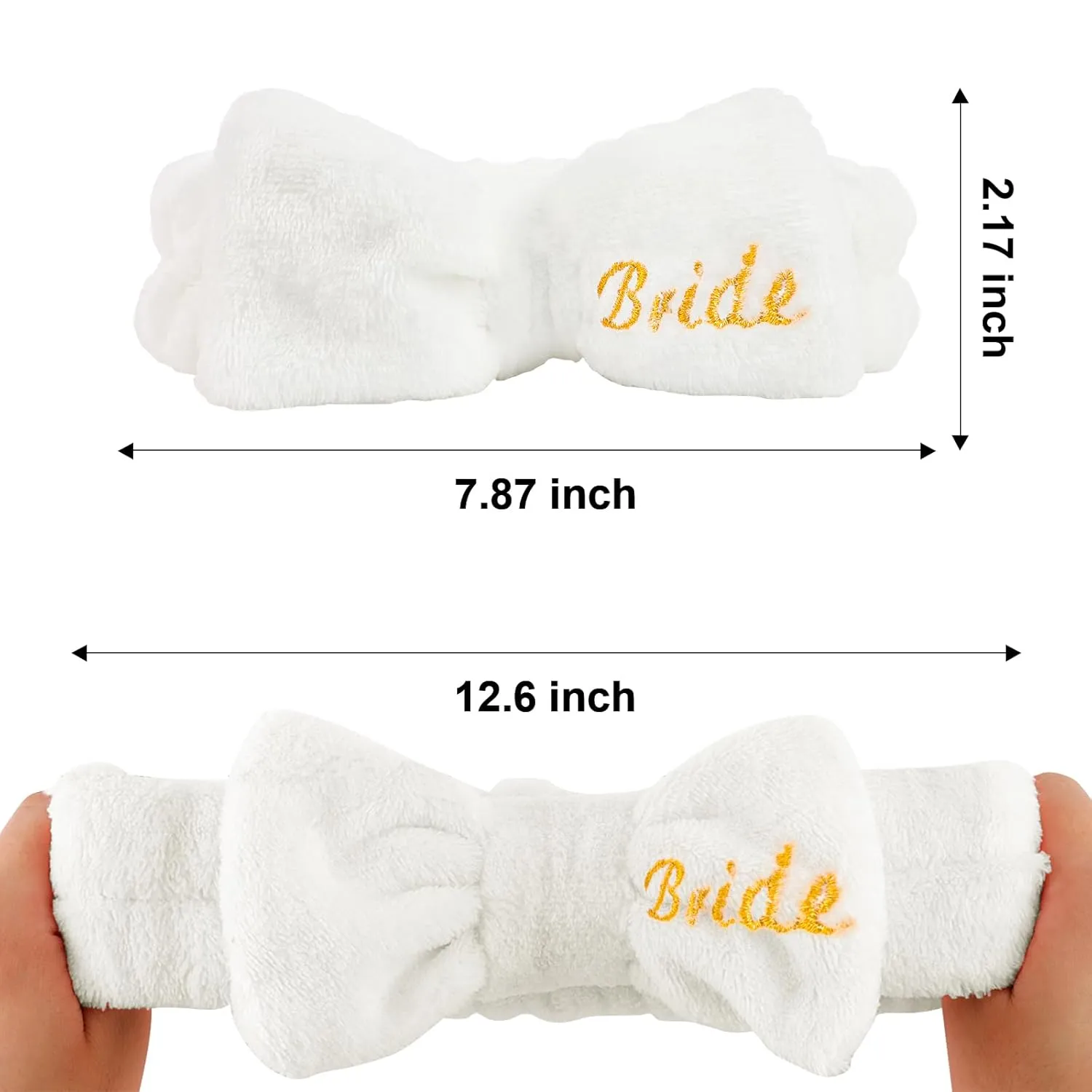 Semato Bachelorette Party Favor Set Bride Spa Headband Bride Headband and Bridesmaid Headband Skincare Headbands for Women Cute Bow Head Bands Party Supplies (1 bride  7 blue dot)