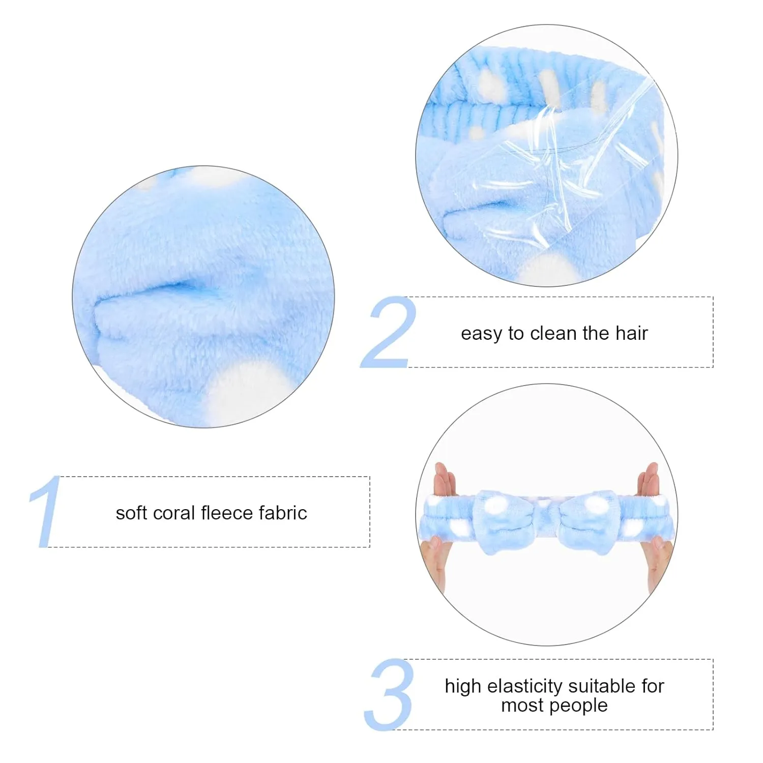 Semato Bachelorette Party Favor Set Bride Spa Headband Bride Headband and Bridesmaid Headband Skincare Headbands for Women Cute Bow Head Bands Party Supplies (1 bride  7 blue dot)