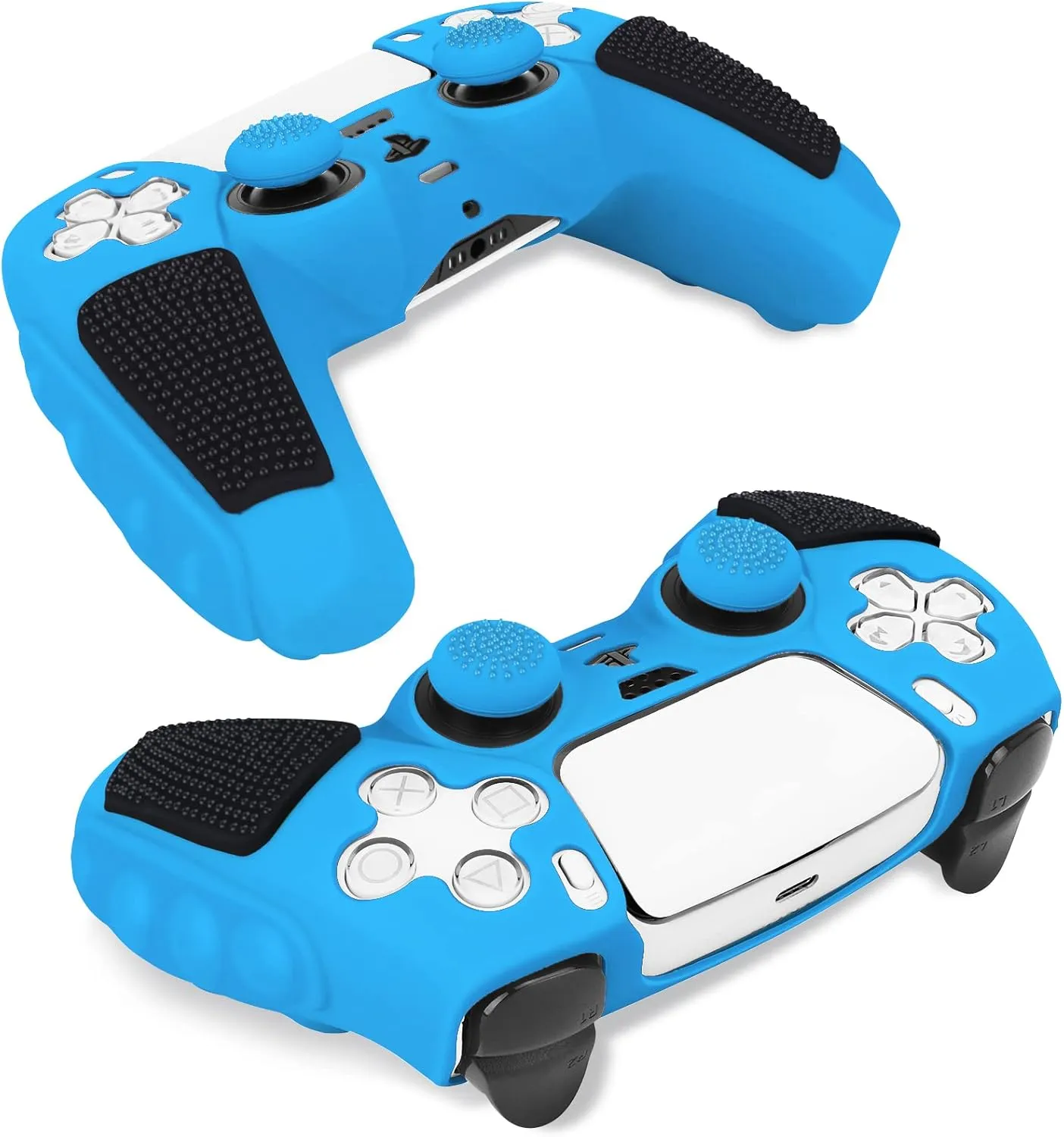 SIKEMAY Anti-Slip PS5 Controller Skin, Soft Thicken Non-Slip Studded Silicone Gel Grip Protective Cover Case for PlayStation 5 Controller Grip, 2 Pack with 8 x Thumb Grip Caps