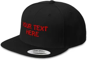 Snapback Hats for Men & Women Custom Personalized Text Flat Bill Baseball Cap