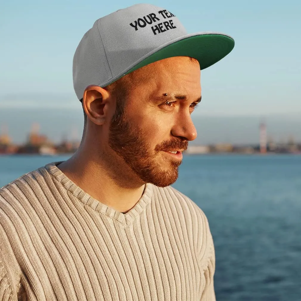 Snapback Hats for Men & Women Custom Personalized Text Flat Bill Baseball Cap