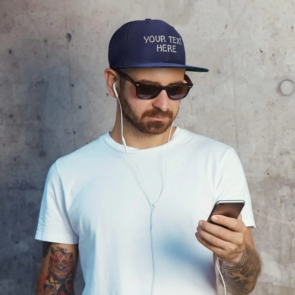 Snapback Hats for Men & Women Custom Personalized Text Flat Bill Baseball Cap