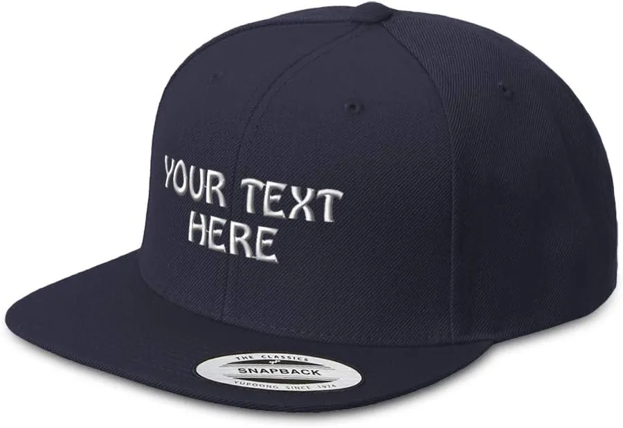 Snapback Hats for Men & Women Custom Personalized Text Flat Bill Baseball Cap