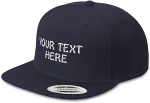Snapback Hats for Men & Women Custom Personalized Text Flat Bill Baseball Cap