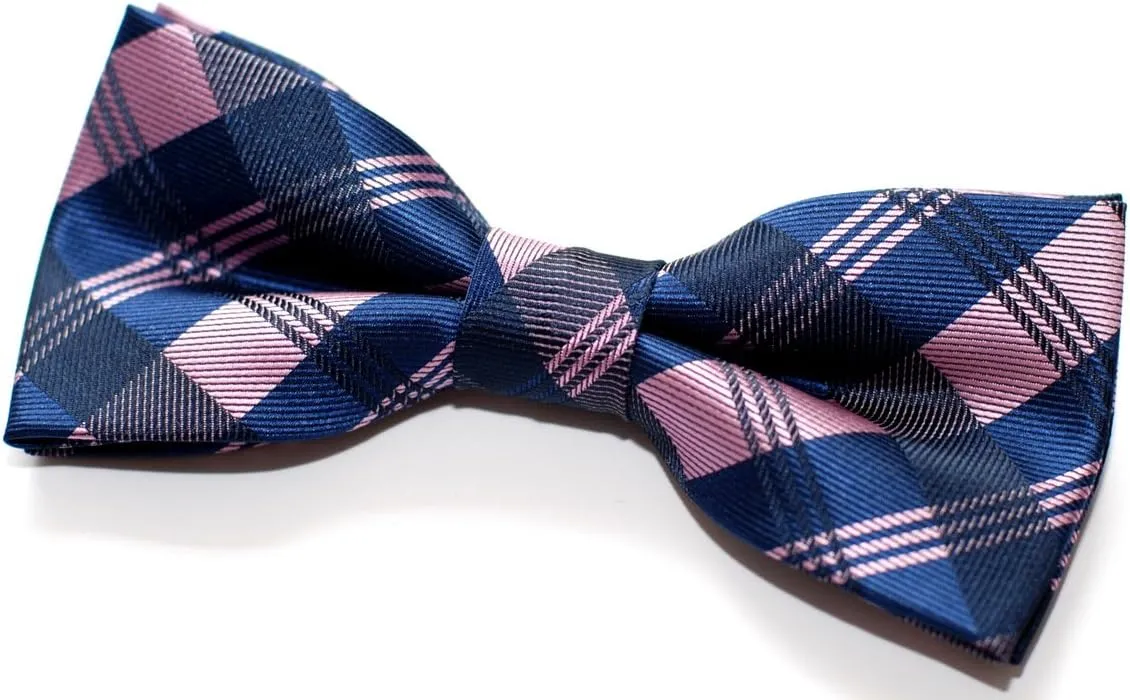 Tartan Plaid Patterns Woven Microfiber Pre-tied Bow Tie (4.5")