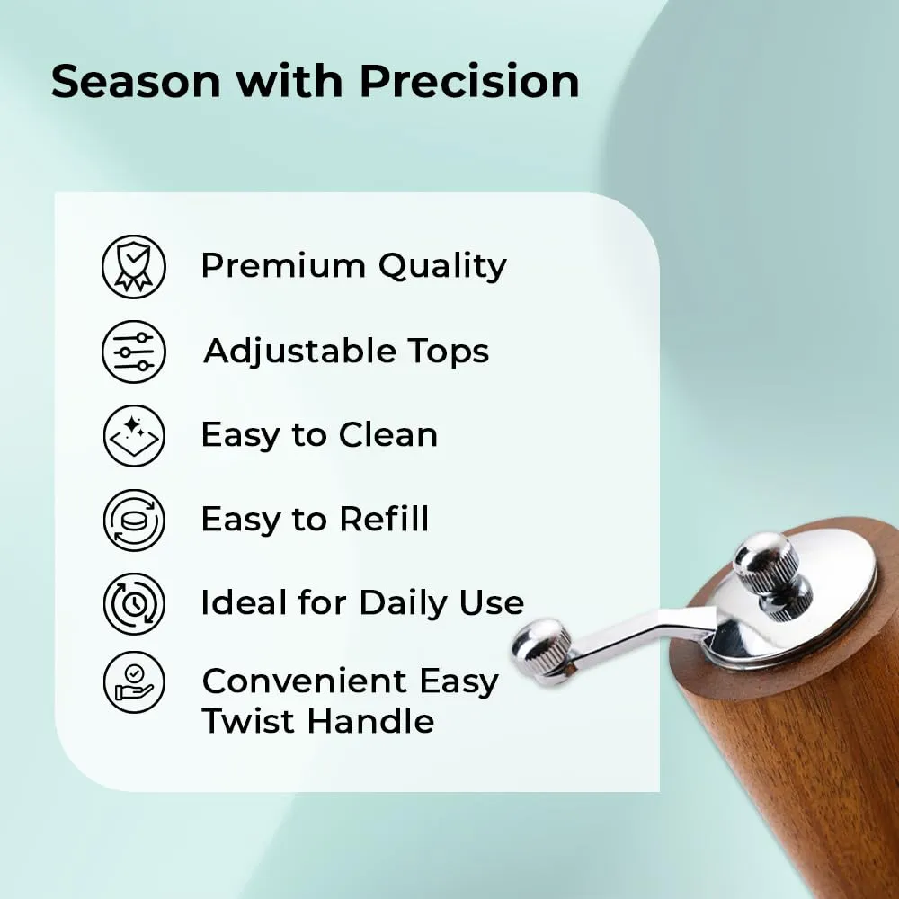 The Better Home Natural Wooden Pepper Mill(Pepper Grinder)| Pepper Crusher for Kitchen| Traditional Natural Wood | Elegant Design, Smooth Pepper Grinder Crusher (Pack of 5)