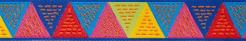 Triangles Pink Blue Yellow - 7/8" - Odile - by the yard