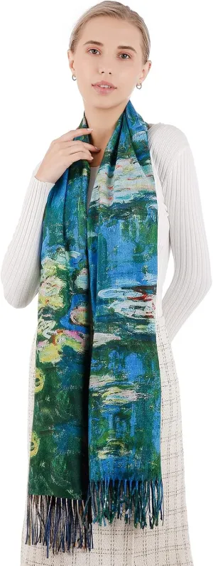 XINYUN Women's Fashion Scarf with Art Printed Tassel Soft Cashmere Warm Large Blanket Wrap Shawl for gift