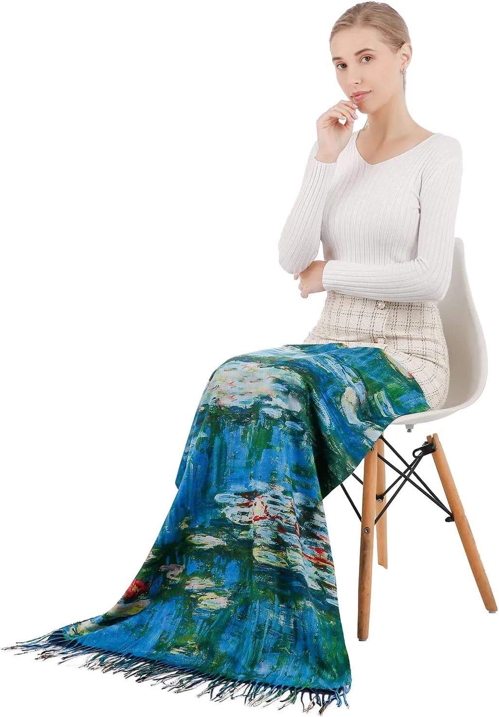 XINYUN Women's Fashion Scarf with Art Printed Tassel Soft Cashmere Warm Large Blanket Wrap Shawl for gift